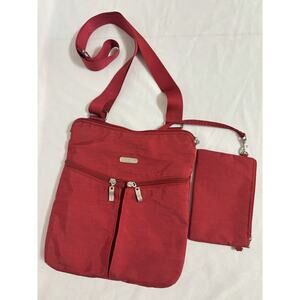 Baggallini Crossbody Shoulder Bag Red Washable Purse Travel Bag
